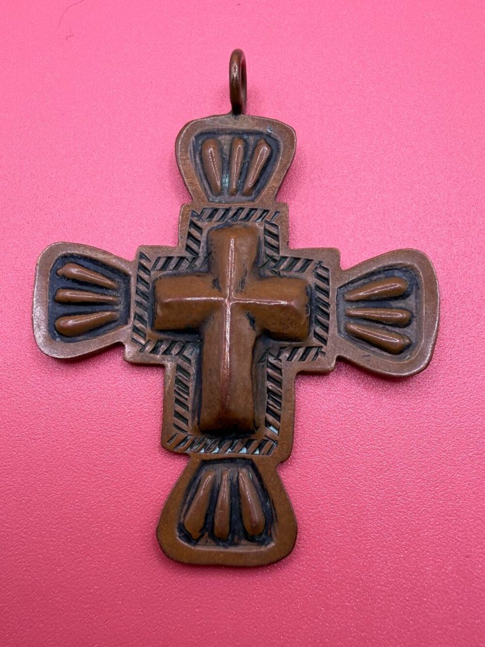 Ronnie Willie Navajo Large Copper Cross Pendant